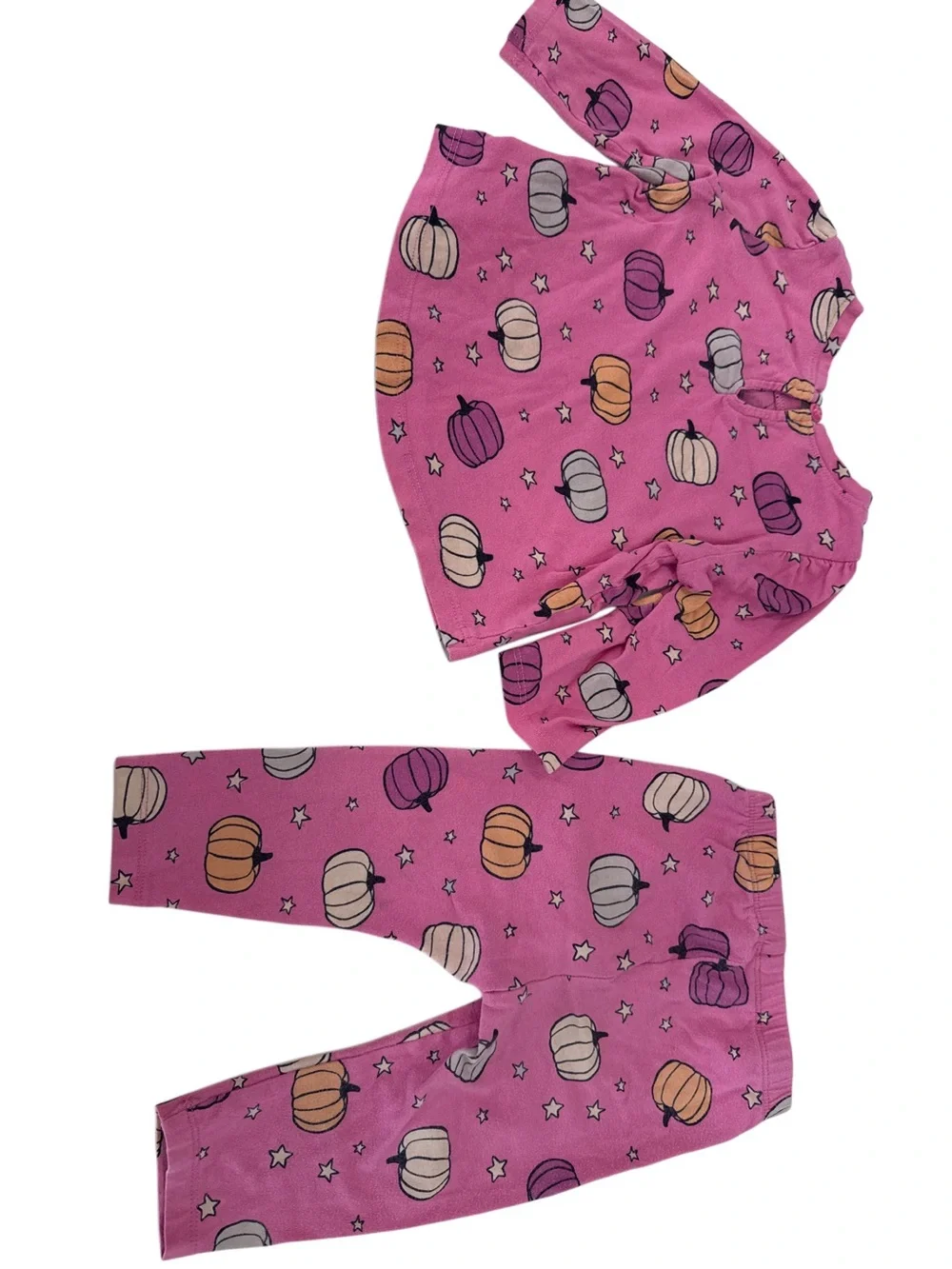 Baby girl Gap Pink Pumpkin Print Pajama Set 6-12 months